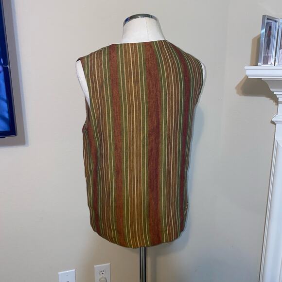 Vintage Anne Klein Linen Striped Sleeveless Button Front Vest Size 8 Petite - Picture 8 of 12